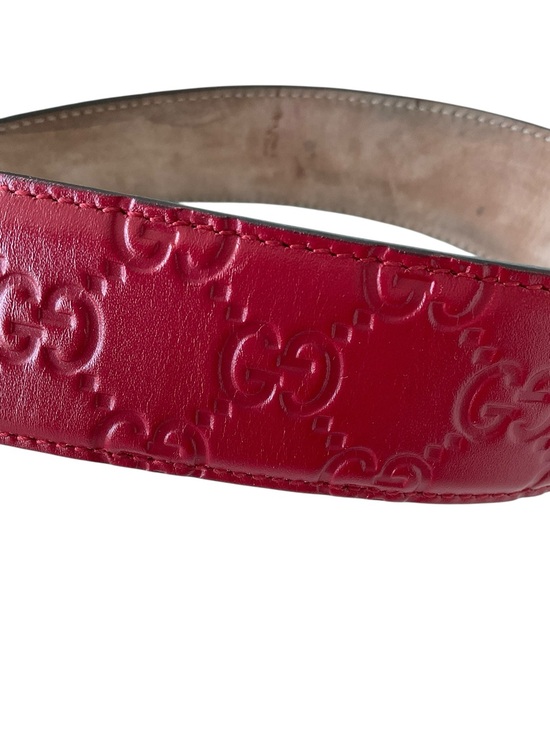 Gucci GG Logo Buckle Belt Red Guccissima Leather Silver  display picture 1